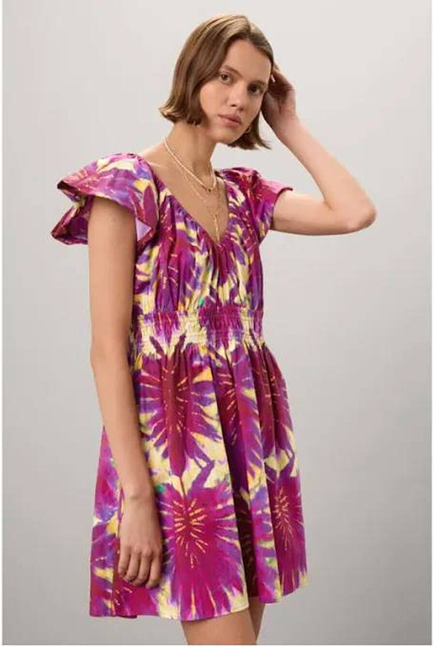 Marie Oliver Emilia Mini Dress in Tie Dye Purple Boysenberry M NEW Resort Core
